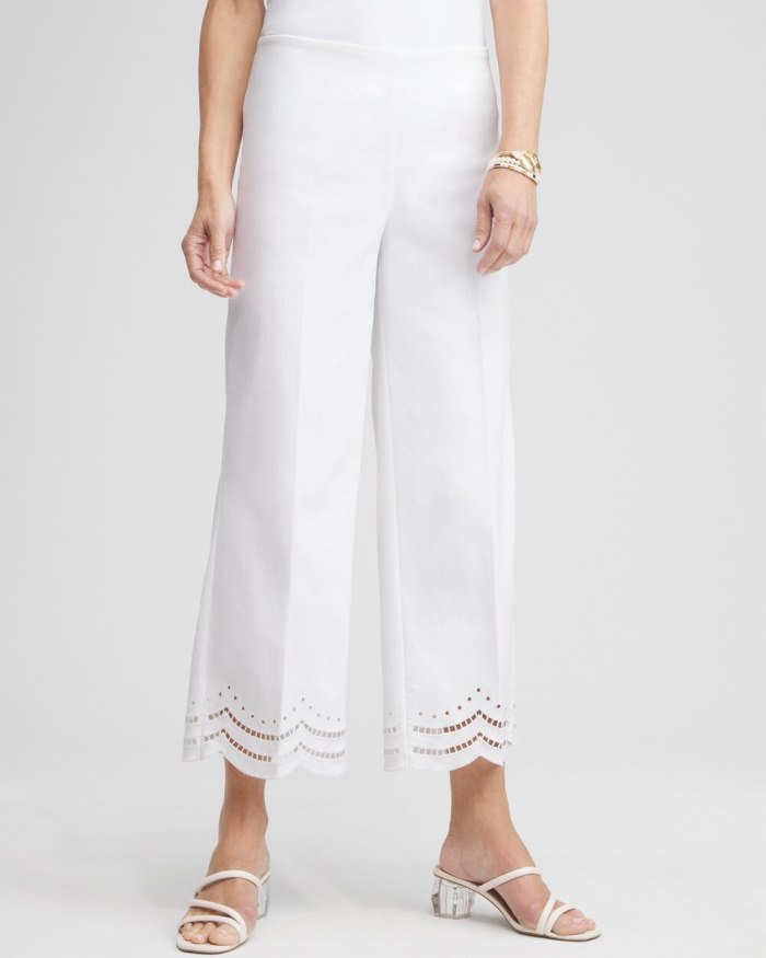 Chicos Juliet Eyelet Hem Culottes - Alabaster