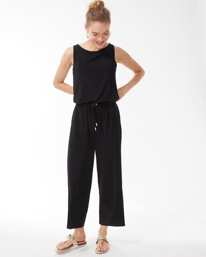 Chicos Travelers Tie Waist Jumpsuit - Travelers Black