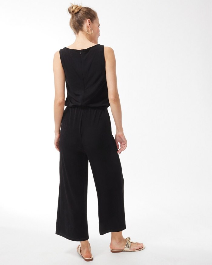 Chicos Travelers Tie Waist Jumpsuit - Travelers Black