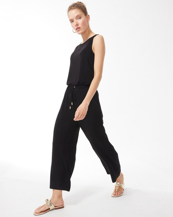 Chicos Travelers Tie Waist Jumpsuit - Travelers Black