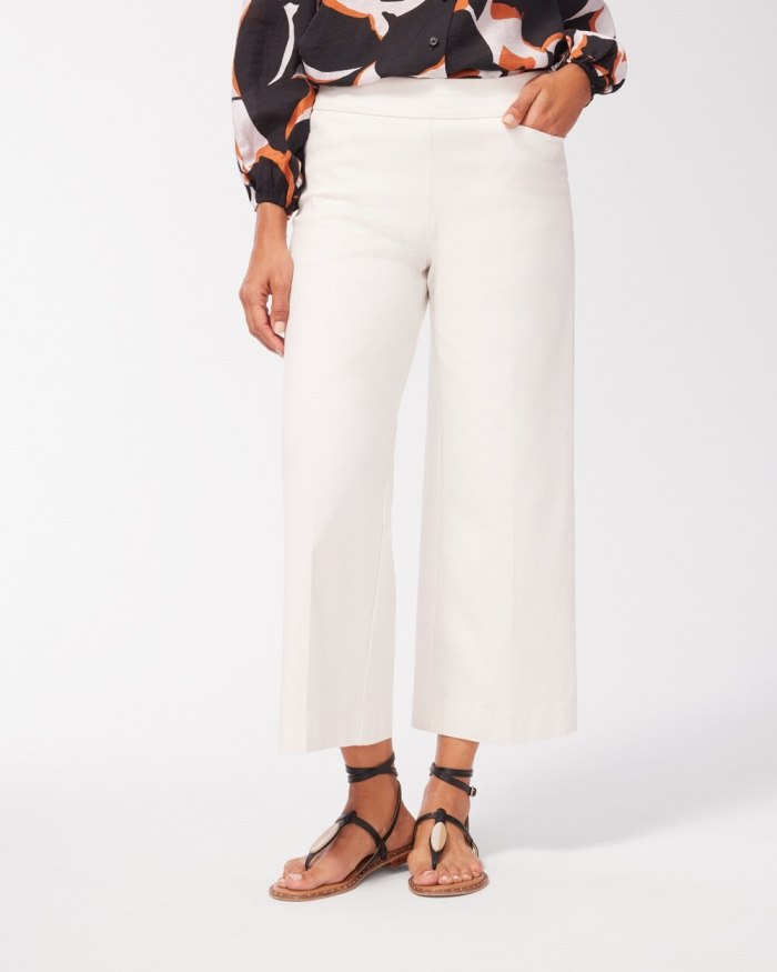 Chicos Brigitte Wide Leg Cropped Pants - Sea Salt