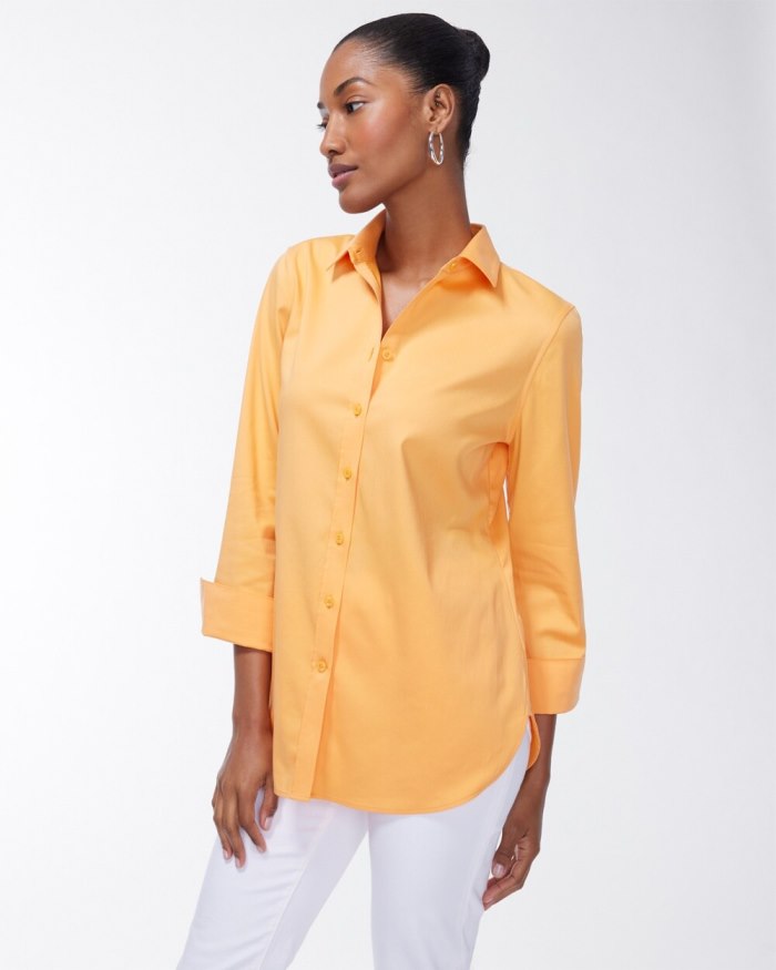 Chicos No Iron 3/4 Sleeve Stretch Shirt - Mango Ice