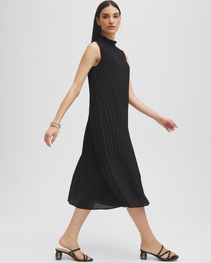 Chicos Black Label Pleat Dress - Black