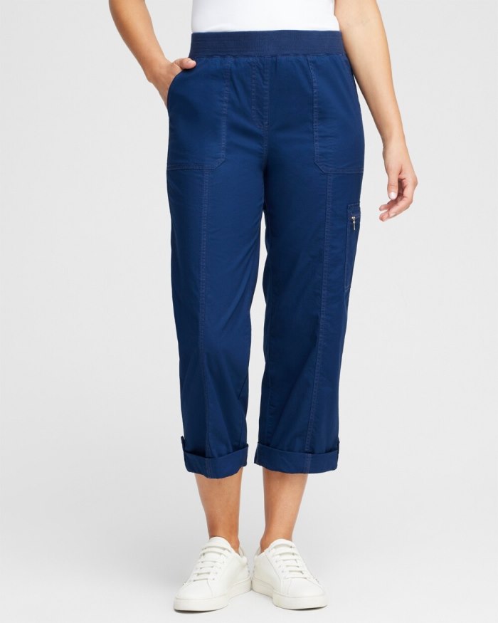 Chicos Poplin Cropped Pants - Victory Blue