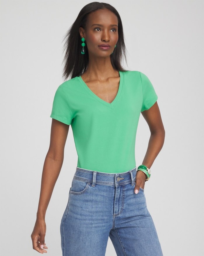 Chicos V-neck Perfect Tee - GRASSY GREEN