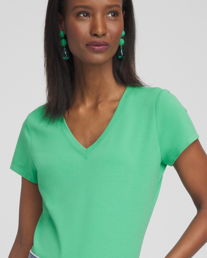 Chicos V-neck Perfect Tee - GRASSY GREEN