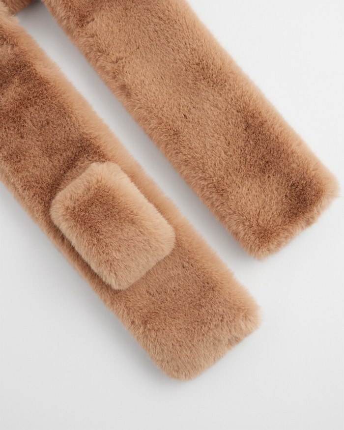 Chicos Faux Fur Pull Through Scarf - Camel