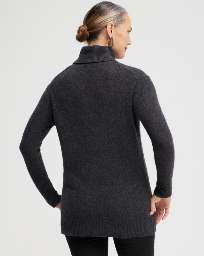 Chicos Cashmere Turtleneck Tunic Sweater - Ecru