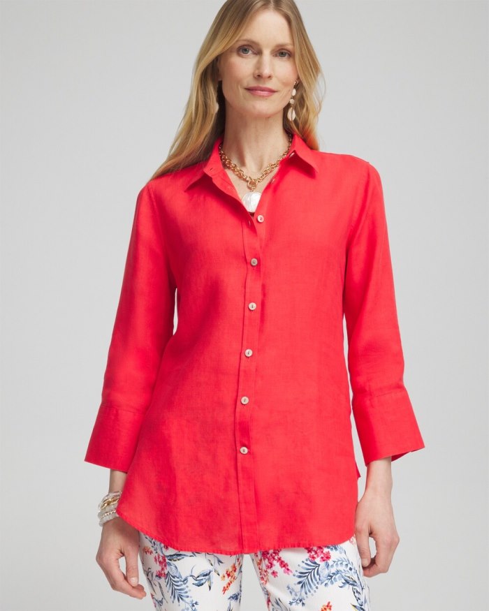 Chicos No Iron 3/4 Sleeve Shirt - Watermelon Punch