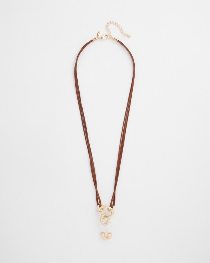 Chicos Neutral Pendant Necklace - Brown