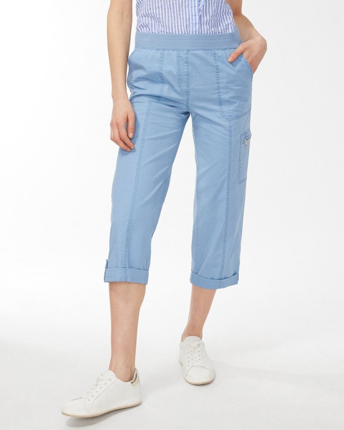 Chicos Poplin Cropped Pants - Vapor Blue