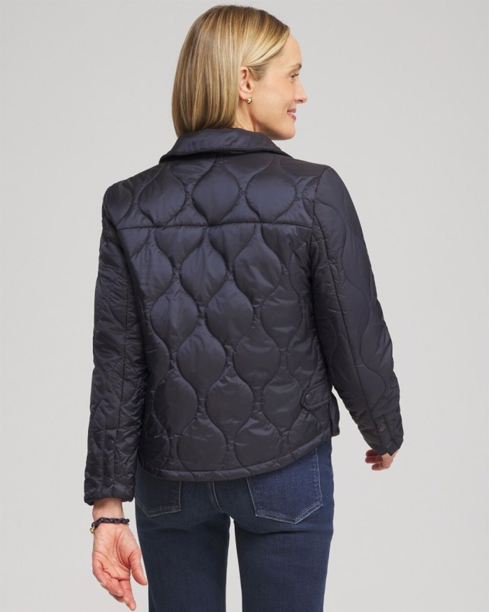 Chicos Cropped Quilted Jacket - Classic Navy