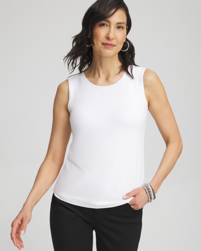 Chicos High Neck Microfiber Tank - Optic White