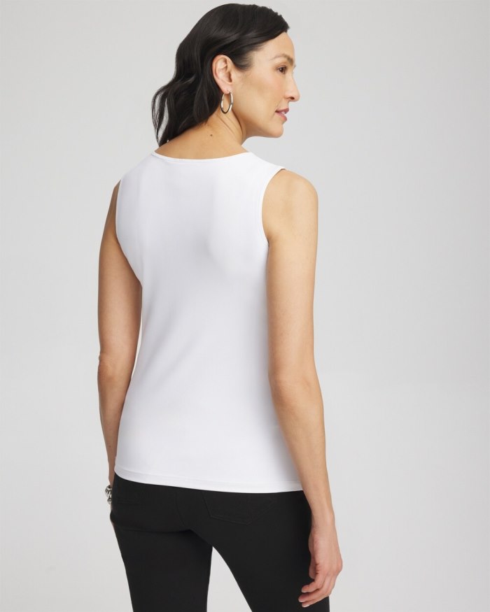 Chicos High Neck Microfiber Tank - Optic White