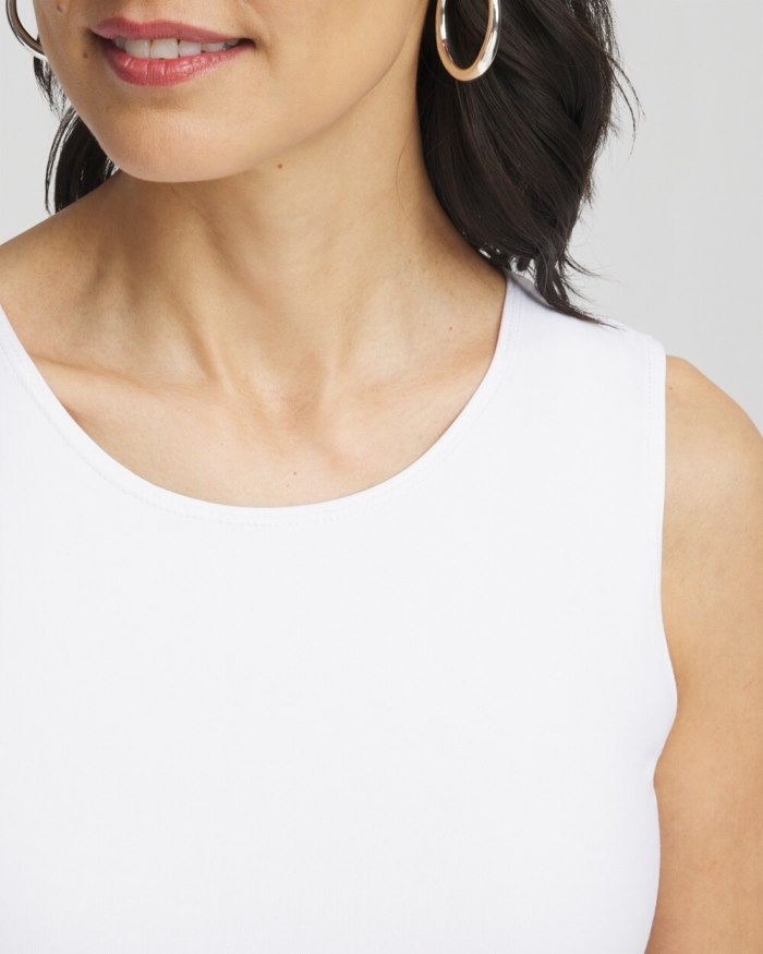 Chicos High Neck Microfiber Tank - Optic White