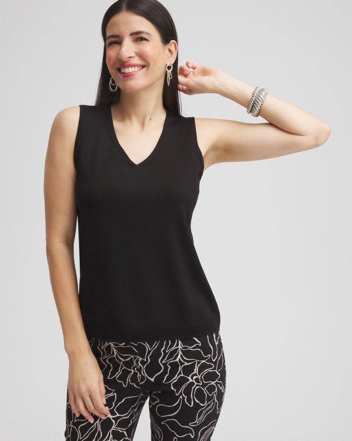 Chicos Spun Rayon Tank - Black