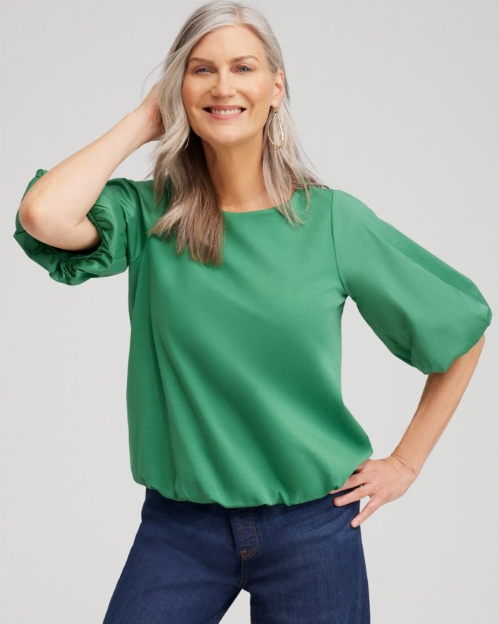 Chicos Bubble Hem Top - Twisted Ivy