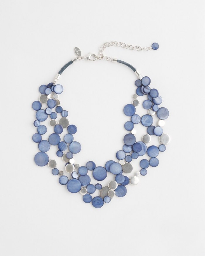 Chicos Blue Shell Multistrand Necklace - Blue Multi