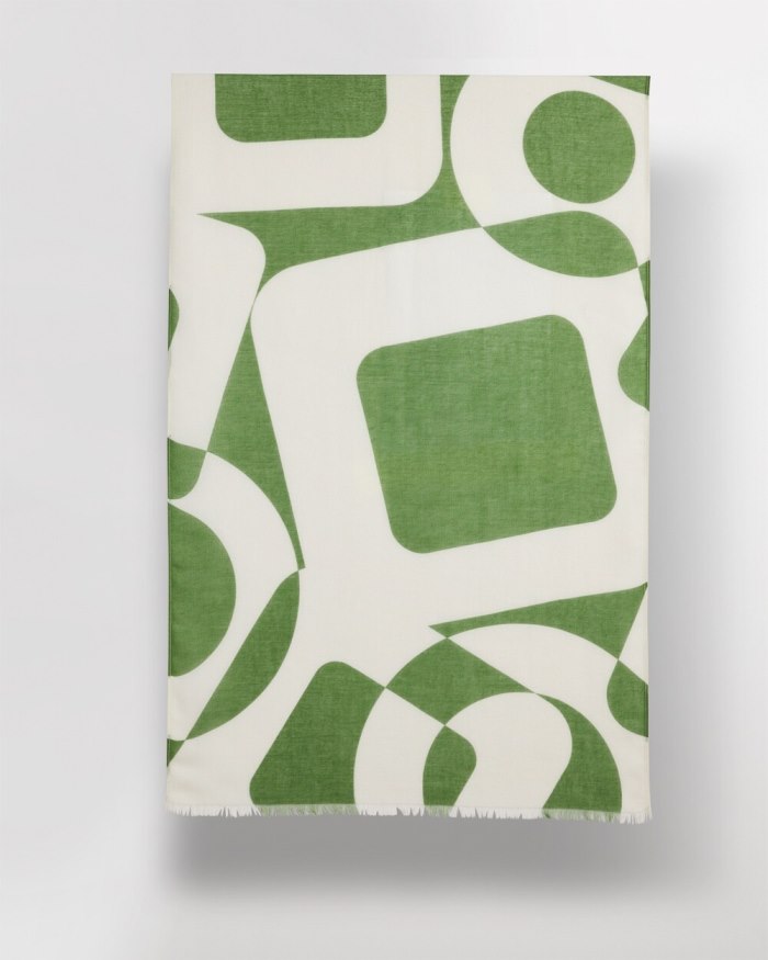 Chicos Modern Print Oblong Scarf - Green