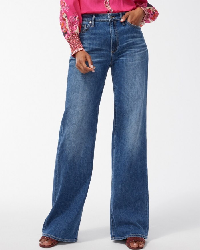 Chicos High Rise Wide Leg Jeans - Dragon Road Indigo