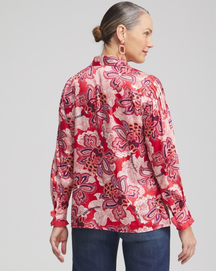 Chicos Floral Pleated Blouse - Ginger Rose