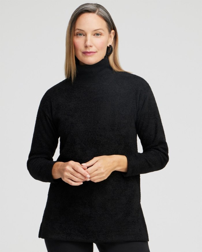 Chicos Mock Neck Tee - Black