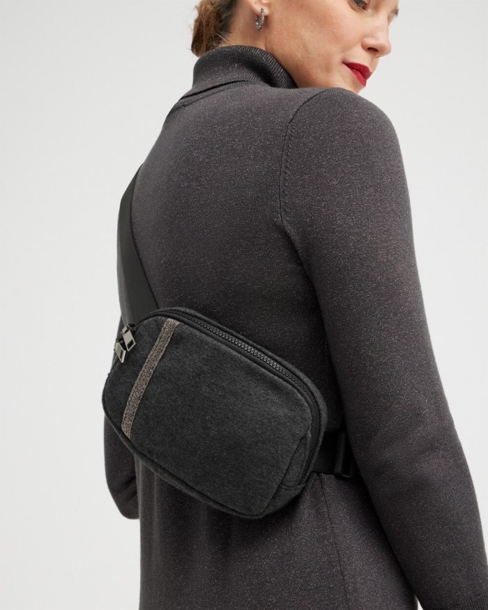 Chicos Cashmere Blend Crossbody Bag - Graphite Heather Gray