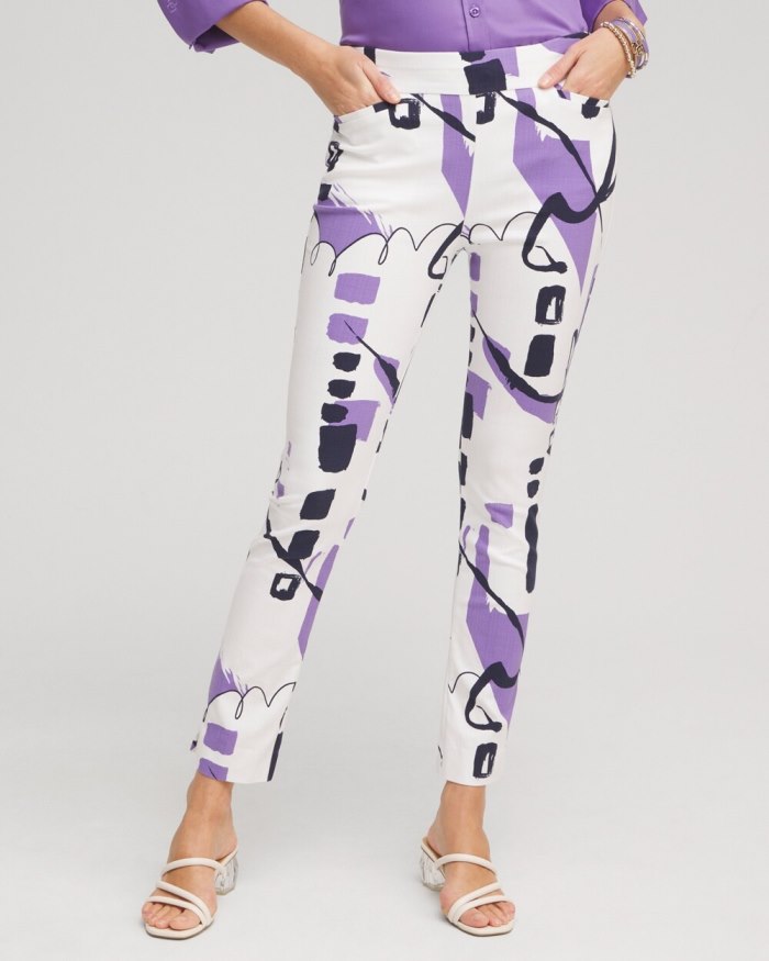 Chicos Brigitte Abstract Ankle Pants - Parisian Purple