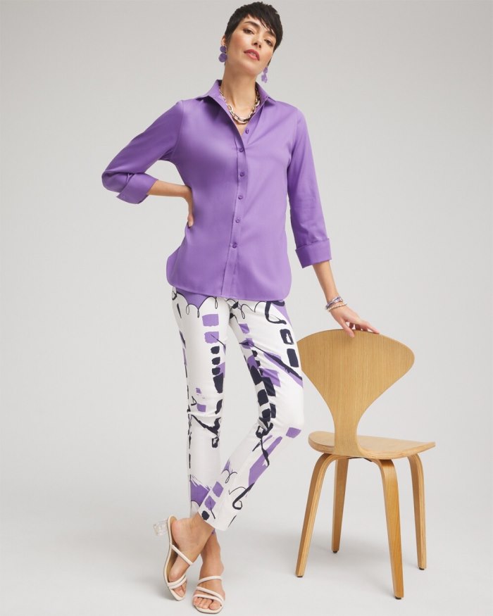 Chicos Brigitte Abstract Ankle Pants - Parisian Purple