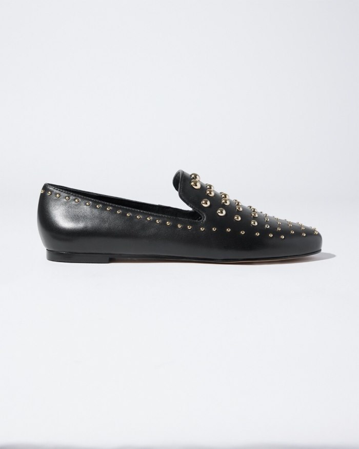 Chicos Studded Leather Loafers - Black