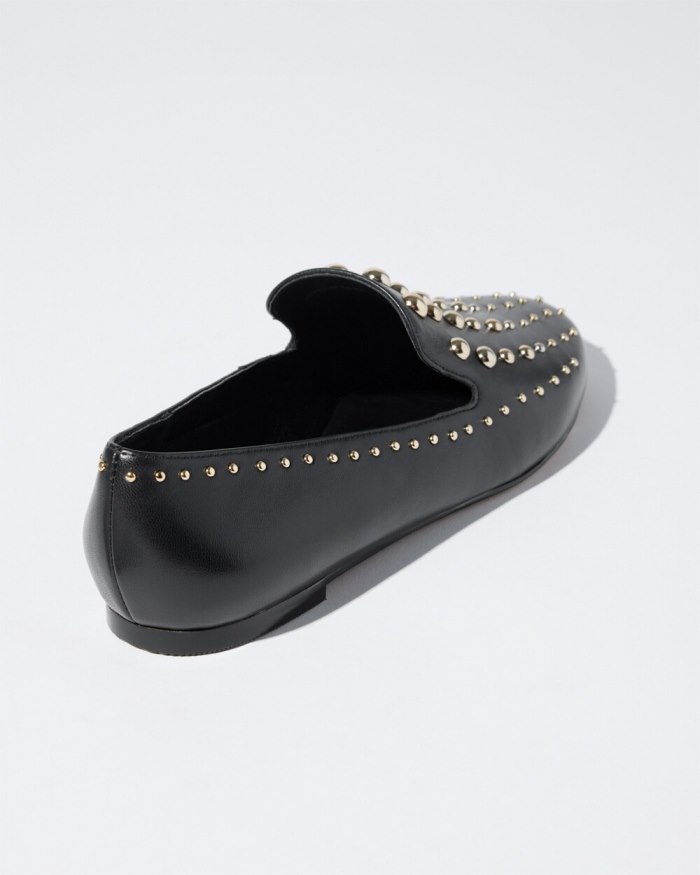 Chicos Studded Leather Loafers - Black