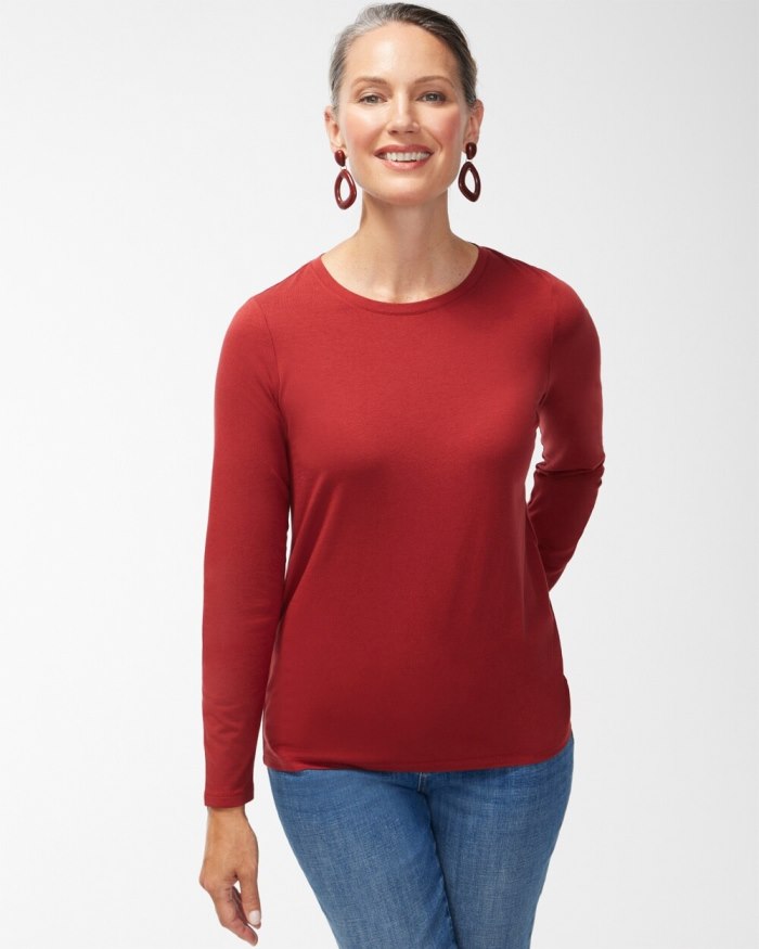 Chicos Touch of Cool Layering Tee - Smoked Paprika