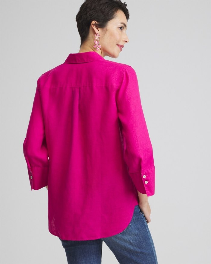 Chicos No Iron Linen 3/4 Sleeve Shirt - Parisian Purple