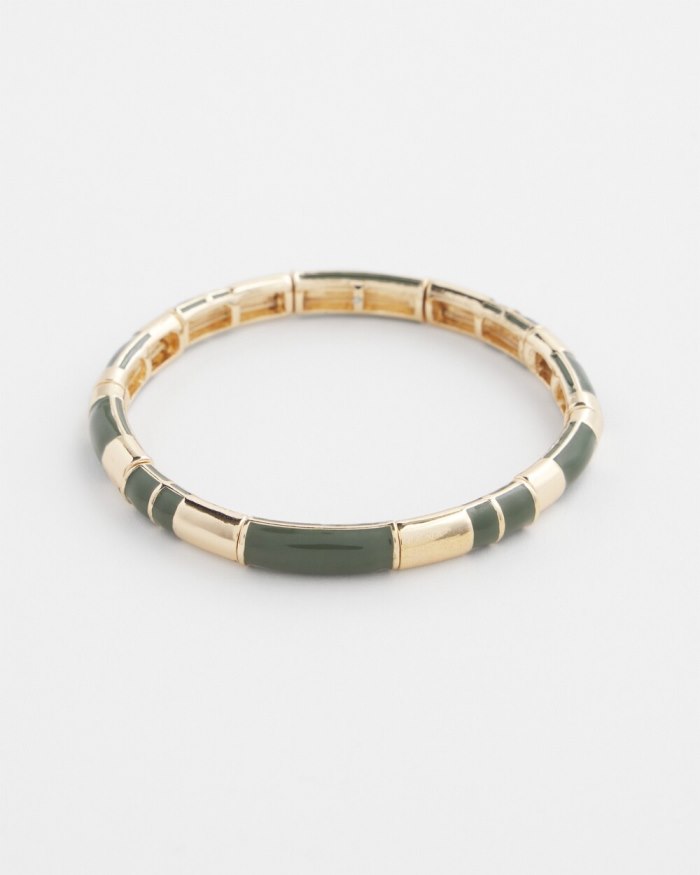 Chicos Olive Enamel Stretch Bracelet - Olive