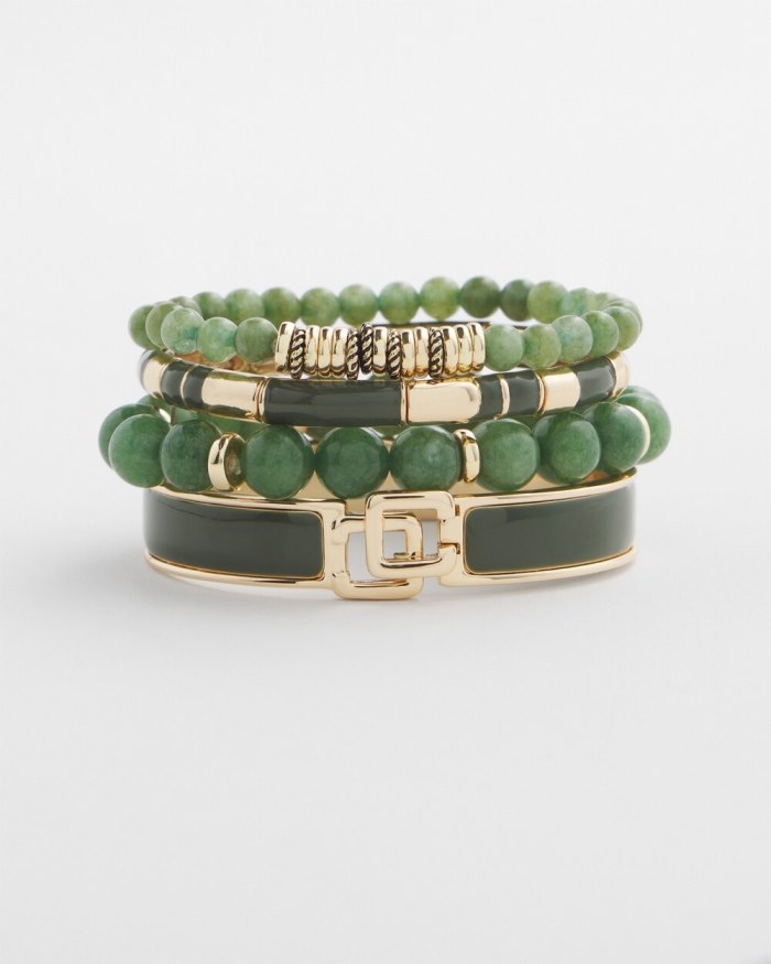 Chicos Olive Enamel Stretch Bracelet - Olive