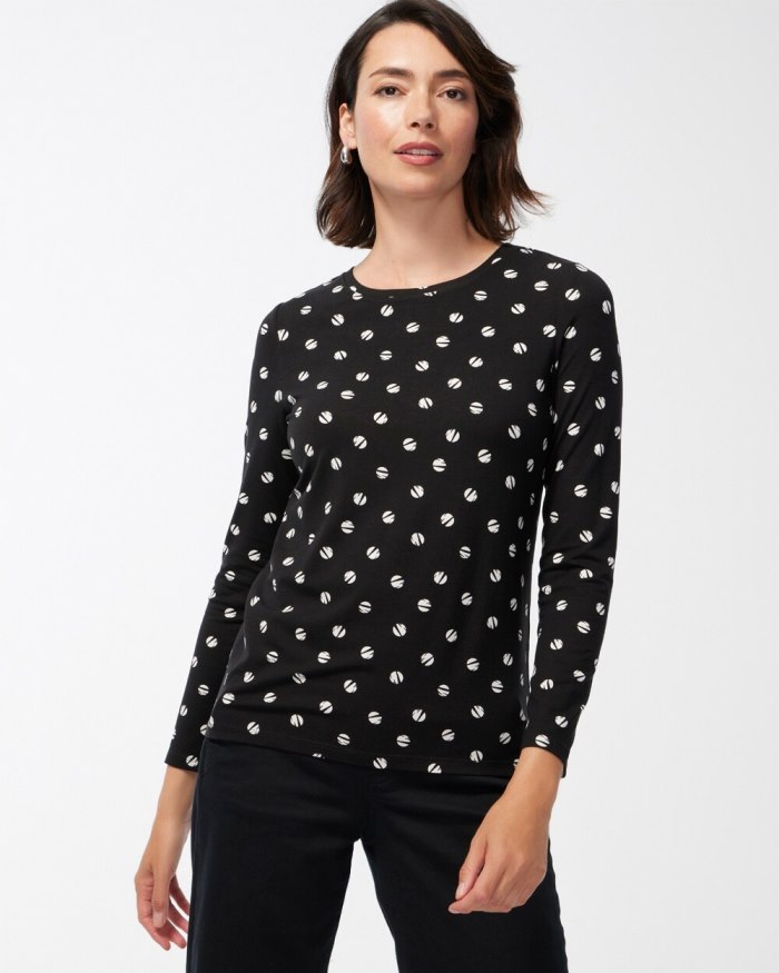 Chicos Touch of Cool Space Dot Layering Tee - Black