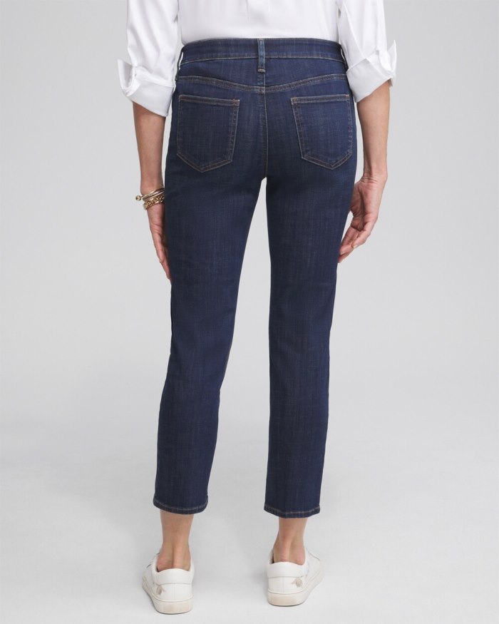 Chicos Girlfriend Cropped Jeans - Rainier Indigo