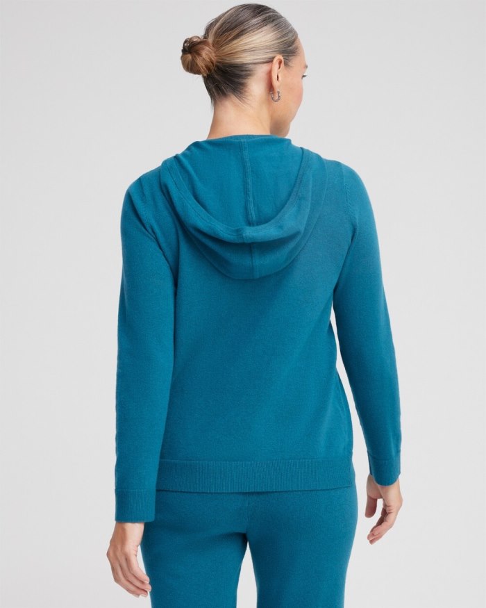 Chicos Zenergy Luxe Cashmere Blend Hooded Sweater - Moonlit Teal