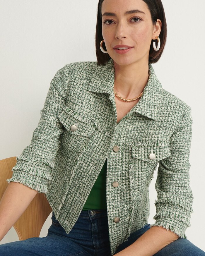 Chicos Tweed Jacket - Verdant Green