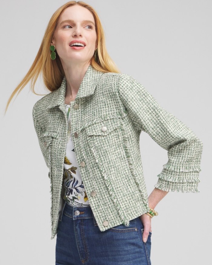 Chicos Tweed Jacket - Verdant Green