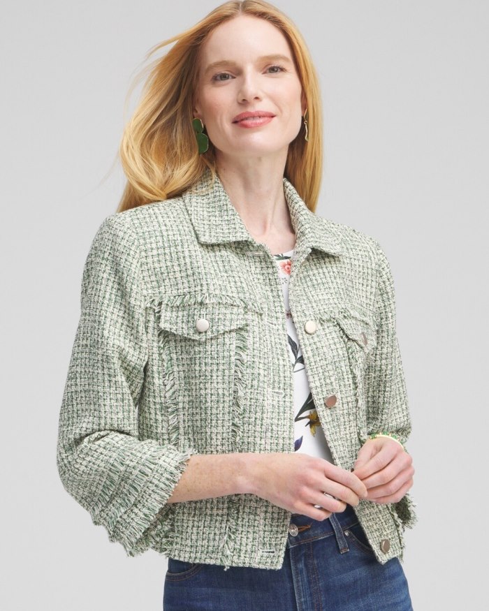 Chicos Tweed Jacket - Verdant Green