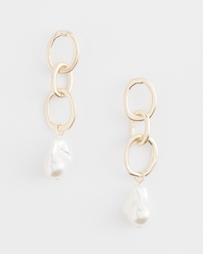 Chicos Chain Link Drop Earrings - Gold