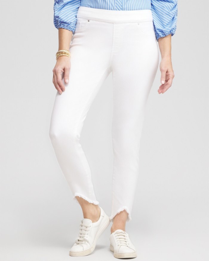 Chicos No Stain Fray Hem Ankle Jeggings - Alabaster