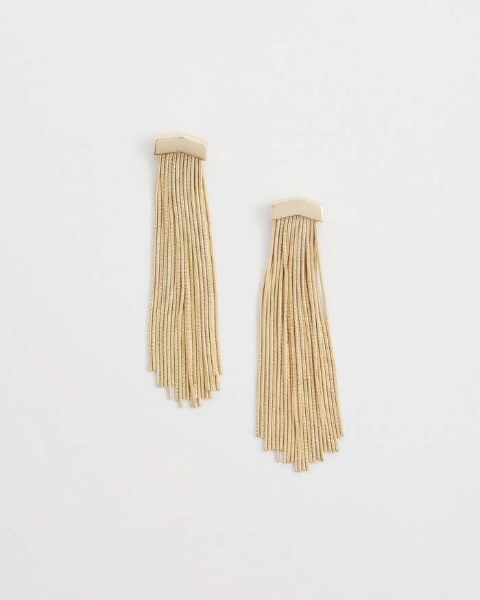 Chicos Gold Tone Tassel Earrings - Gold