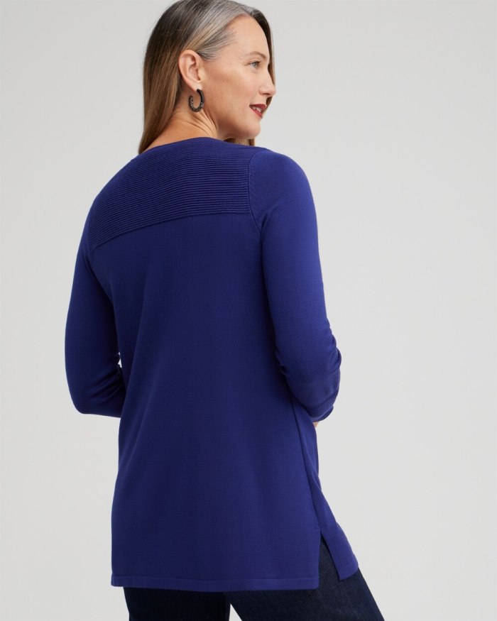 Chicos Zipper Detail Tunic Sweater - Cobalt Night