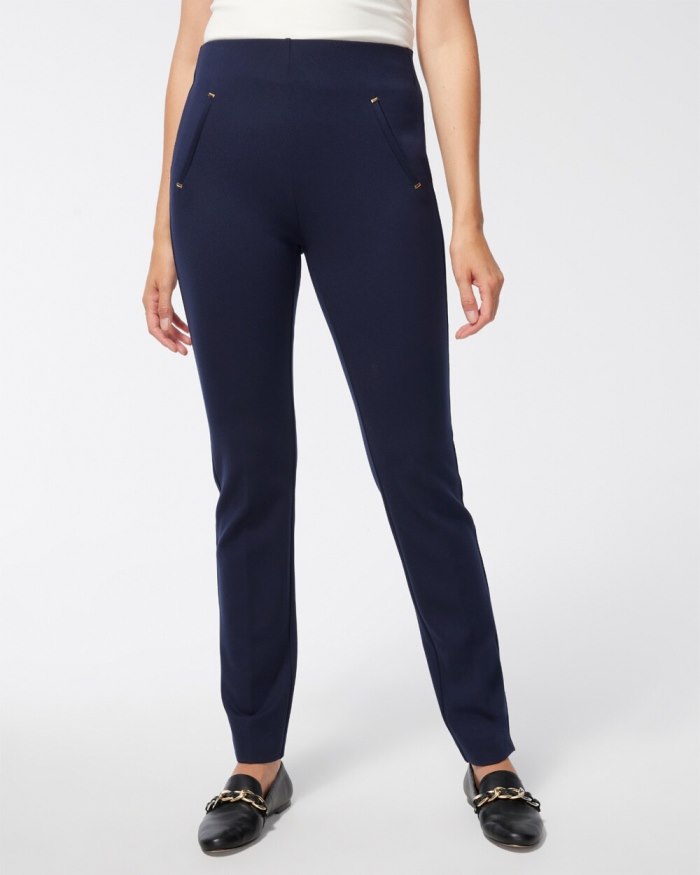 Chicos Juliet Ponte Trim Detail Pants - Ink