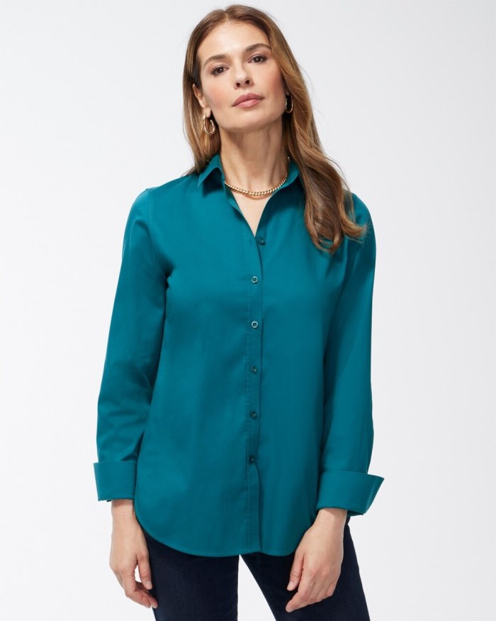 Chicos No Iron Stretch Shirt - Peacock Teal