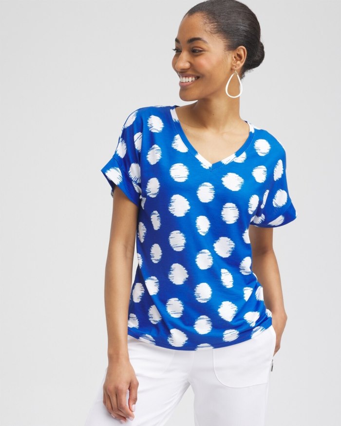 Chicos Zenergy Dots Drop Shoulder Tee - Intense Azure