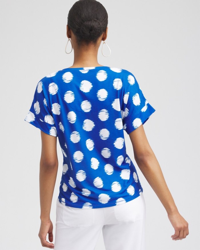 Chicos Zenergy Dots Drop Shoulder Tee - Intense Azure