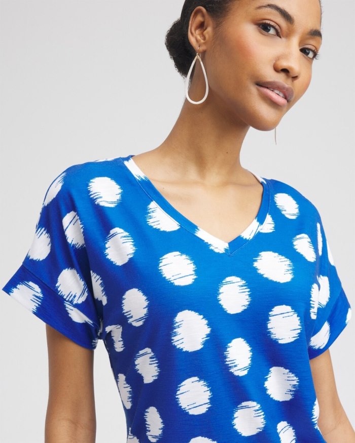 Chicos Zenergy Dots Drop Shoulder Tee - Intense Azure